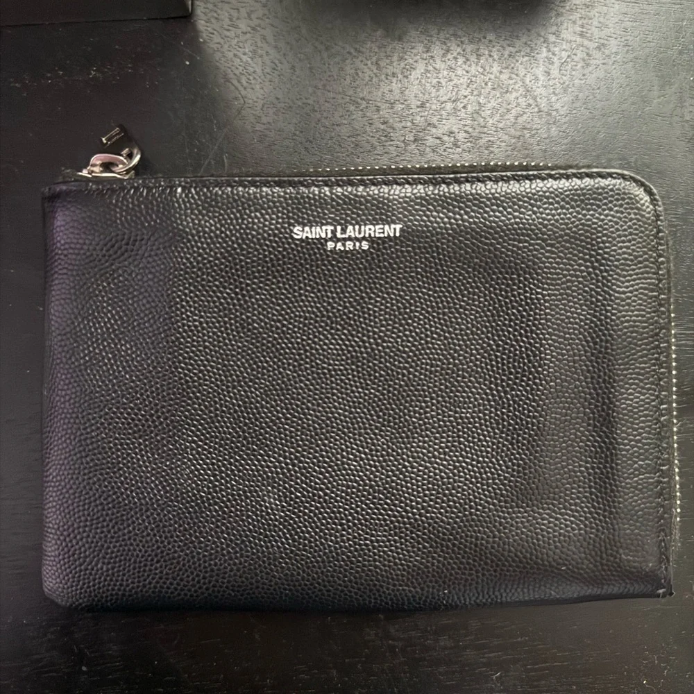 Saint Laurent Logo Zipped Key Pouch - Picture 1 of 4